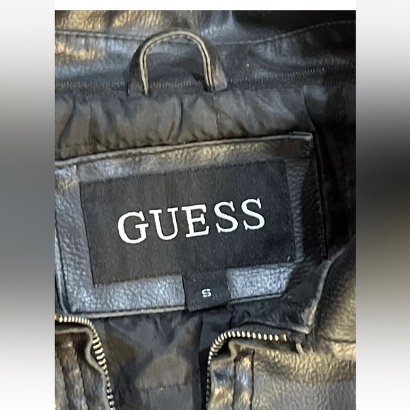 Men’s Vintage Guess Black Faux Leather Jacket Coat Size S - Picture 3 of 13